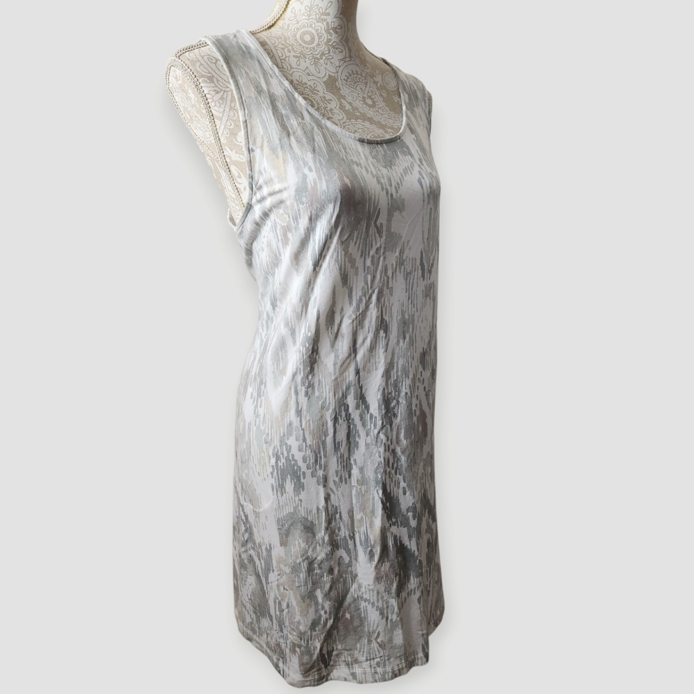 Pure Jill Gray & White Sleeveless Summer Dress Size Large Petite